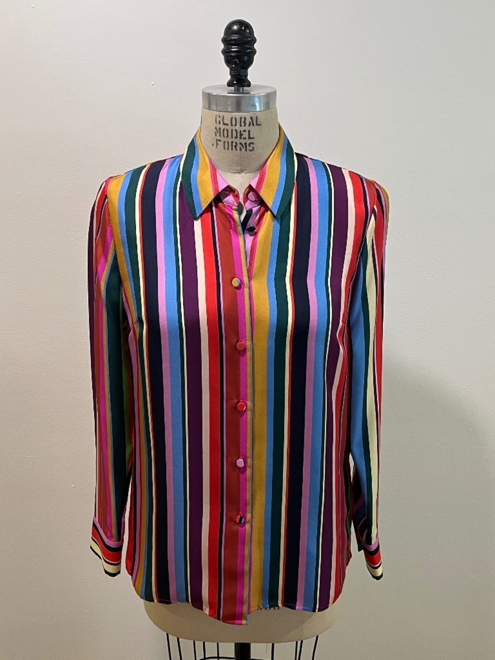 Women's Escada Silk Rainbow Striped Button-Up Blouse - Size 34 (XS/S)